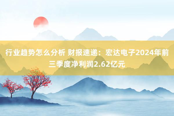 行业趋势怎么分析 财报速递：宏达电子2024年前三季度净利润2.62亿元