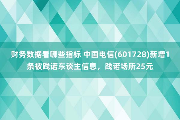 财务数据看哪些指标 中国电信(601728)新增1条被践诺东谈主信息，践诺场所25元