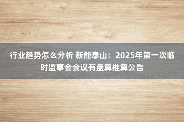 行业趋势怎么分析 新能泰山：2025年第一次临时监事会会议有