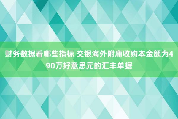 财务数据看哪些指标 交银海外附庸收购本金额为490万好意思元的汇丰单据