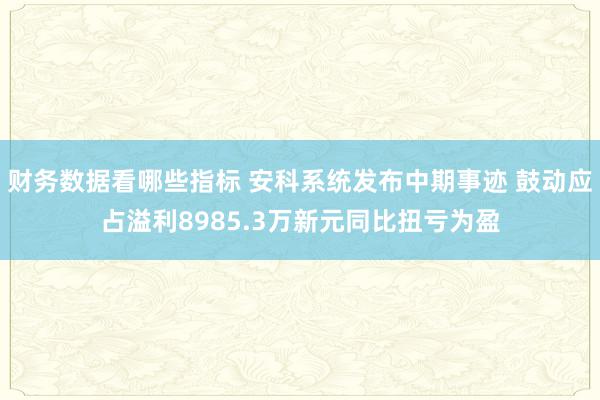 财务数据看哪些指标 安科系统发布中期事迹 鼓动应占溢利8985.3万新元同比扭亏为盈