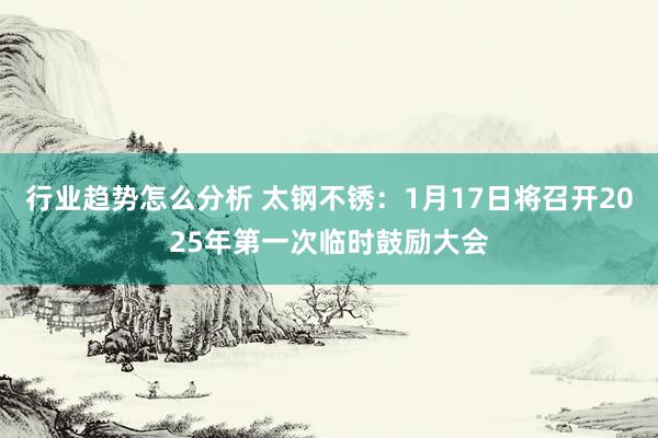 行业趋势怎么分析 太钢不锈：1月17日将召开2025年第一次临时鼓励大会