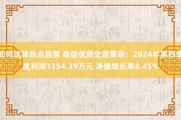 如何选择热点股票 泰信优质生涯羼杂：2024年第四季度利润1