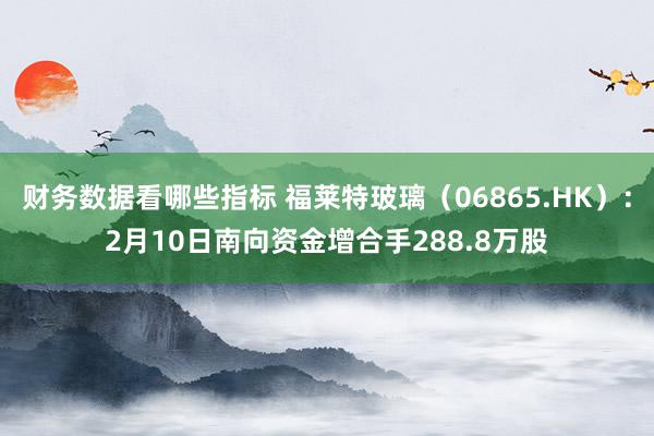 财务数据看哪些指标 福莱特玻璃（06865.HK）：2月10日南向资金增合手288.8万股