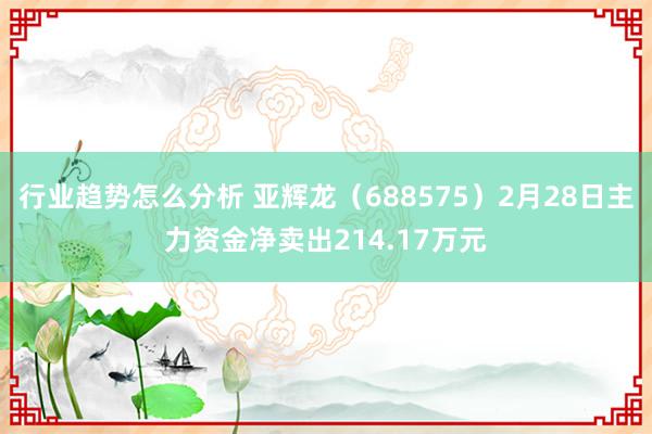 行业趋势怎么分析 亚辉龙（688575）2月28日主力资金净卖出214.17万元