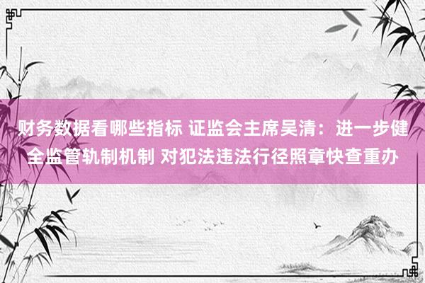 财务数据看哪些指标 证监会主席吴清：进一步健全监管轨制机制 对犯法违法行径照章快查重办