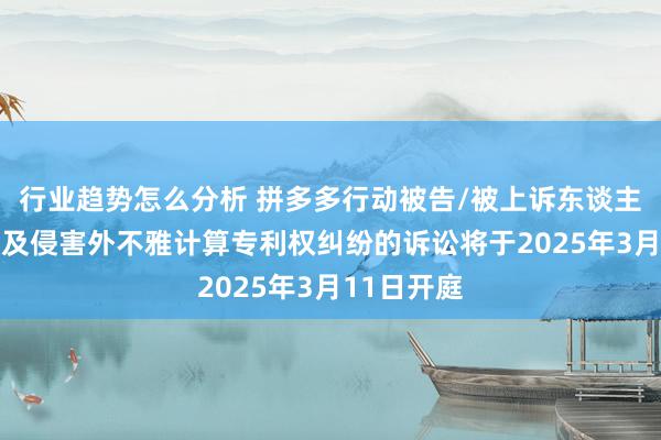 行业趋势怎么分析 拼多多行动被告/被上诉东谈主的24起波及侵害外不雅计算专利权纠纷的诉讼将于2025年3月11日开庭