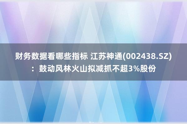 财务数据看哪些指标 江苏神通(002438.SZ)：鼓动风林