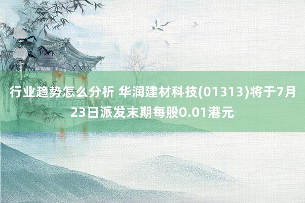 行业趋势怎么分析 华润建材科技(01313)将于7月23日派发末期每股0.01港元