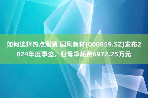 如何选择热点股票 国风新材(000859.SZ)发布2024年度事迹，归母净耗费6972.25万元