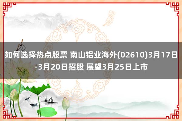 如何选择热点股票 南山铝业海外(02610)3月17日-3月