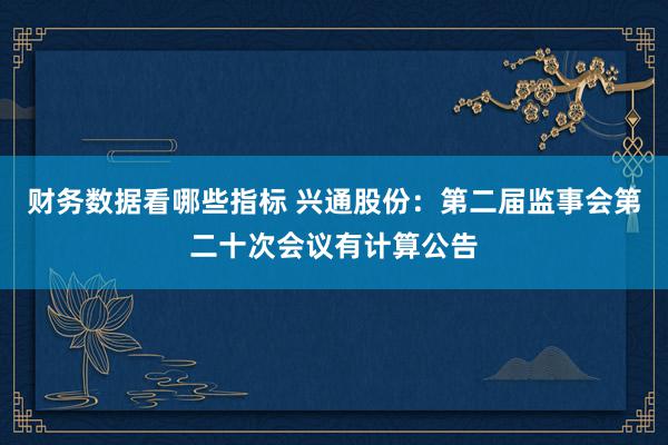 财务数据看哪些指标 兴通股份：第二届监事会第二十次会议有计算