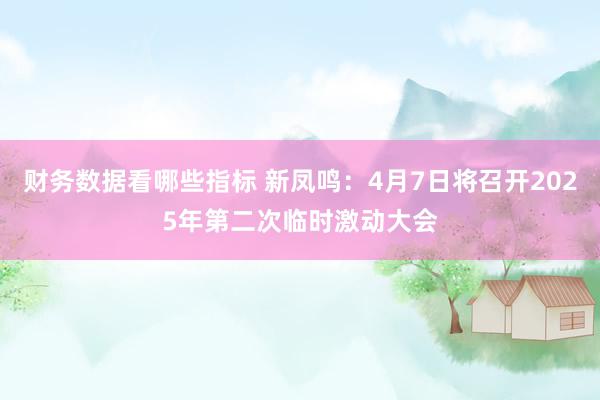 财务数据看哪些指标 新凤鸣：4月7日将召开2025年第二次临